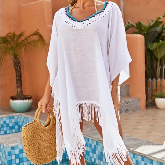 Other - 🆕 White Fringe Hem Coverup